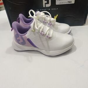 FootJoy Junior Fuel Golf Shoes - White/Purple Size 1 Medium.